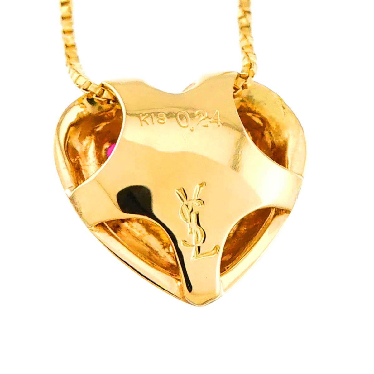 Ruby 0.24ct Heart Necklace 18K K18 YG 750