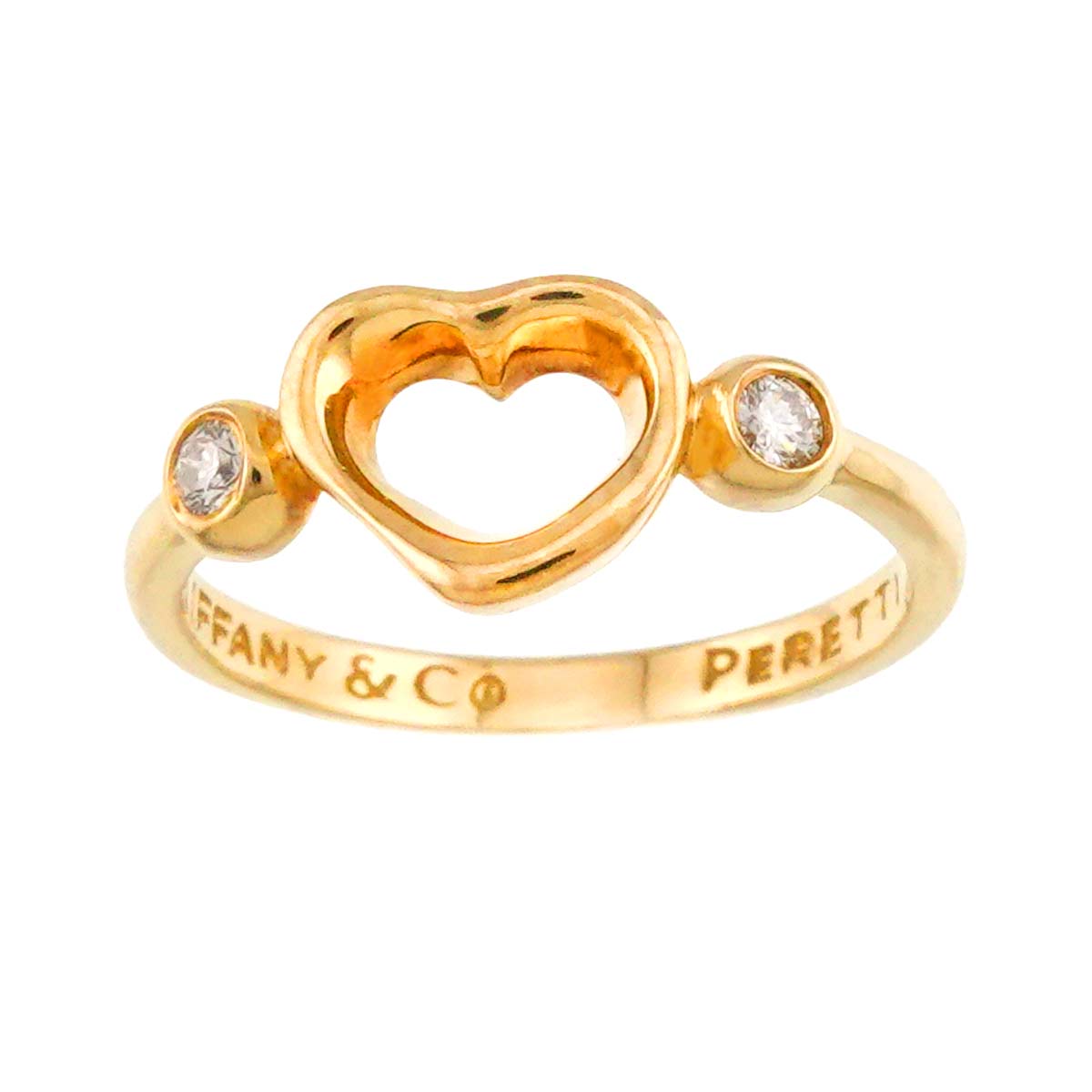Open Heart Diamond Ring 18K YG 750 Size4.5(US)