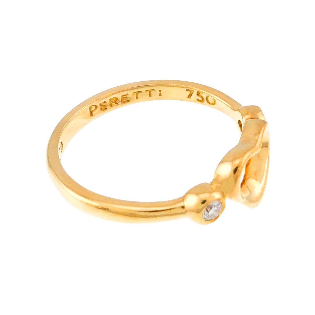 Open Heart Diamond Ring 18K YG 750 Size4.5(US)