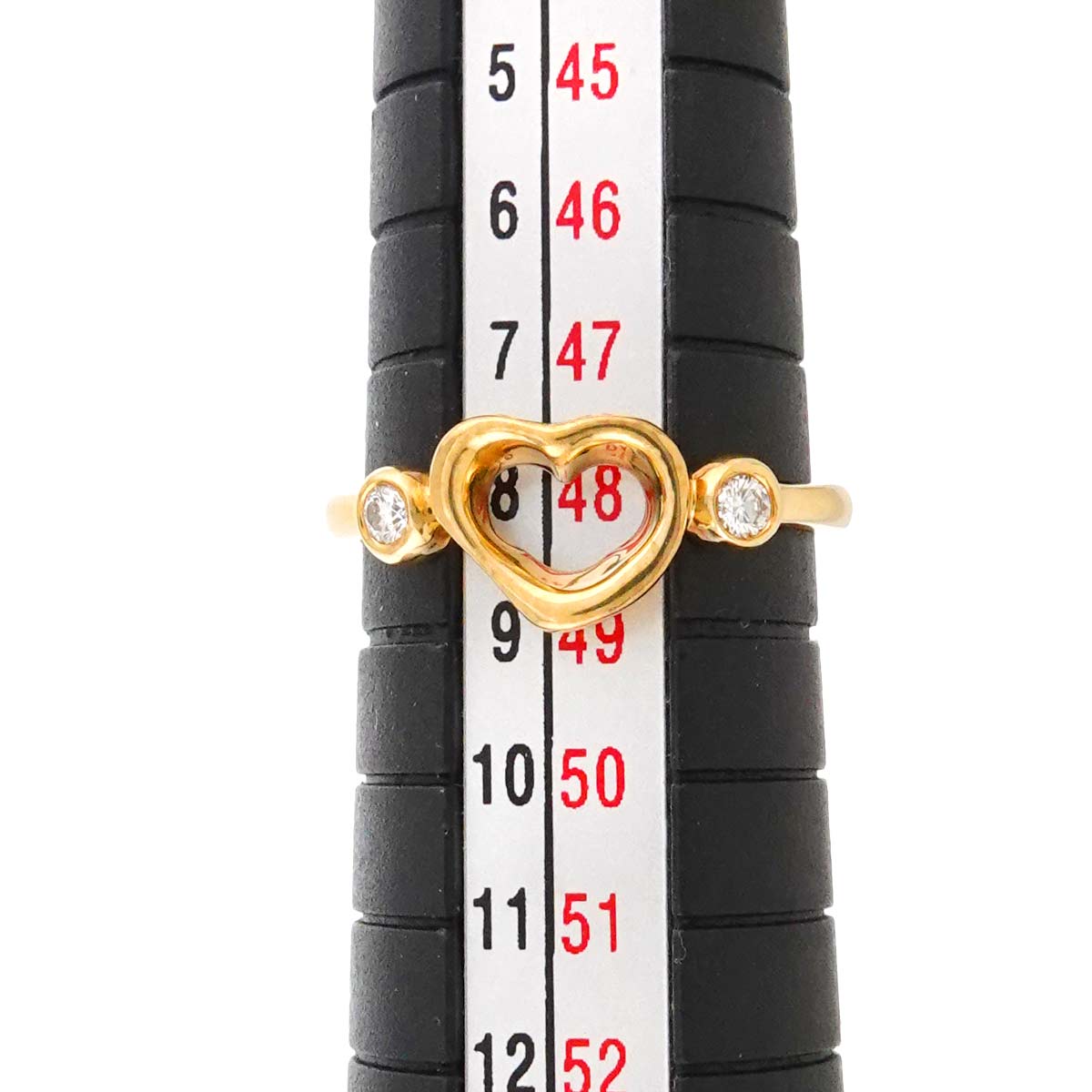 Open Heart Diamond Ring 18K YG 750 Size4.5(US)