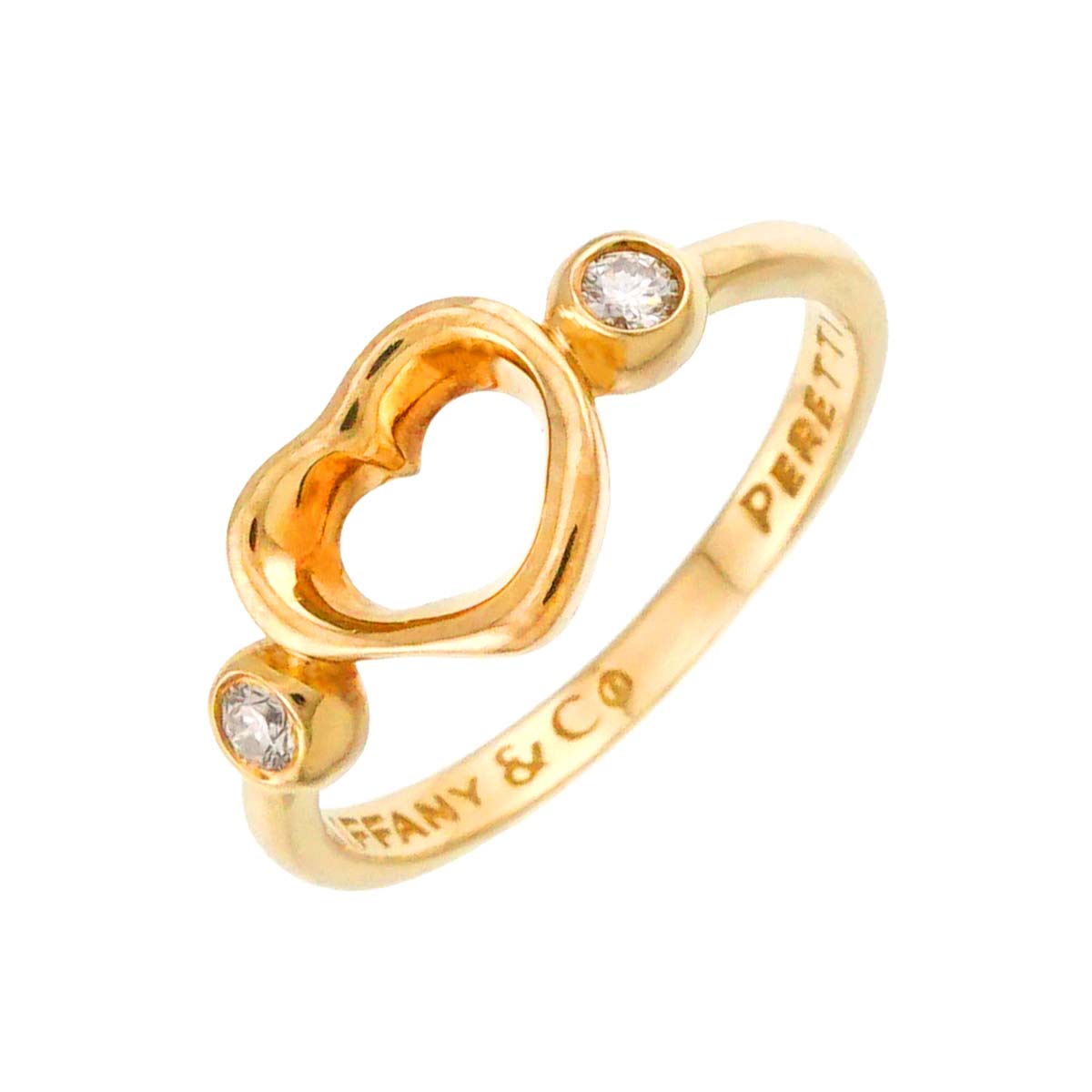 Open Heart Diamond Ring 18K YG 750 Size4.5(US)