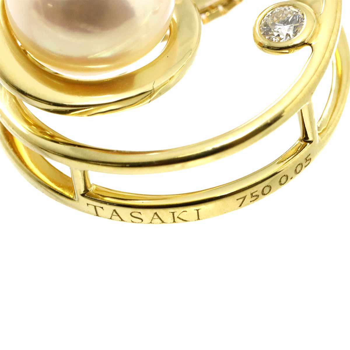 Akoya Pearl 7.0-4.6mm Diamond 0.05ct Necklace 18K YG 750