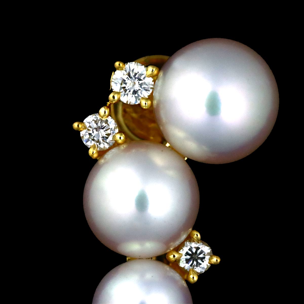 Akoya Pearl 6.0-4.7mm Diamond 0.07/0.07ct Earrings 18K YG 750