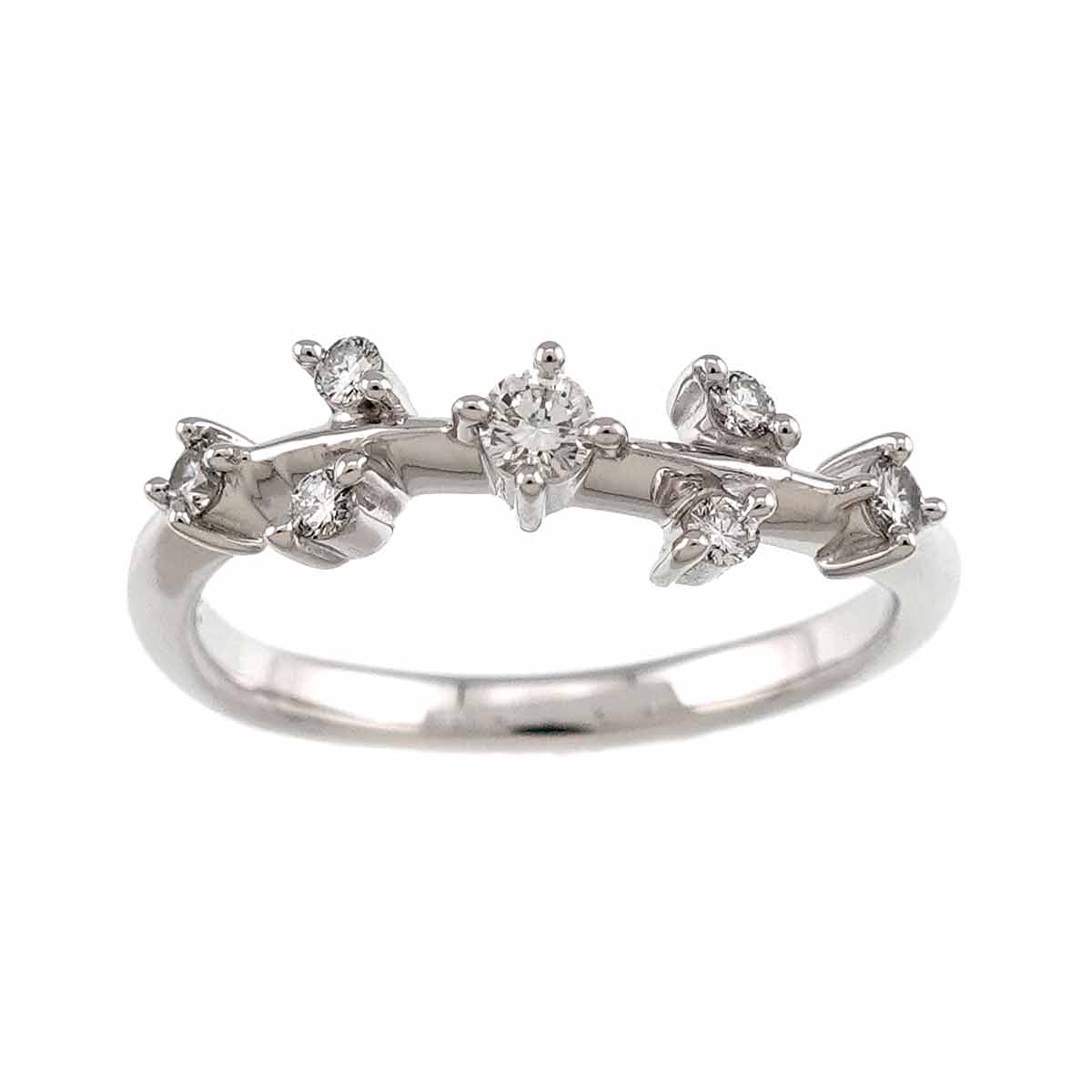 Diamond 0.14ct Ring 14K White Gold 585 Size5.5-5.75(US)