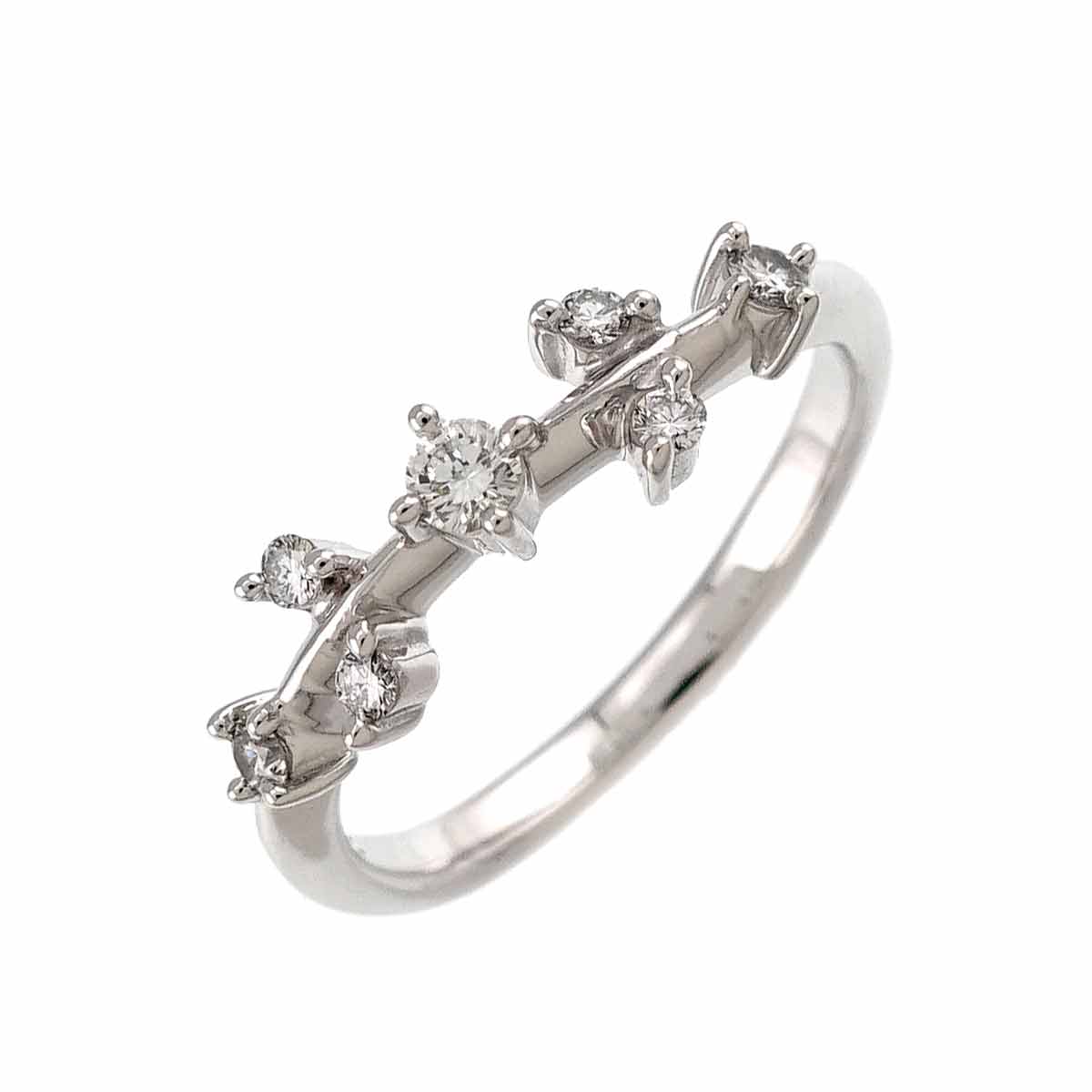 Diamond 0.14ct Ring 14K White Gold 585 Size5.5-5.75(US)