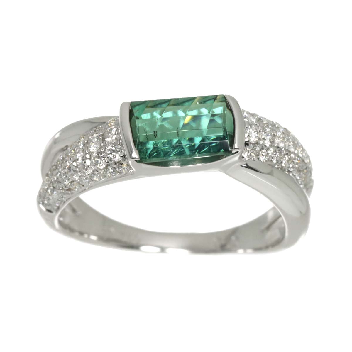 Tourmaline Diamond 0.50ct Ring 18K WG 750 6.75-7.25(US)