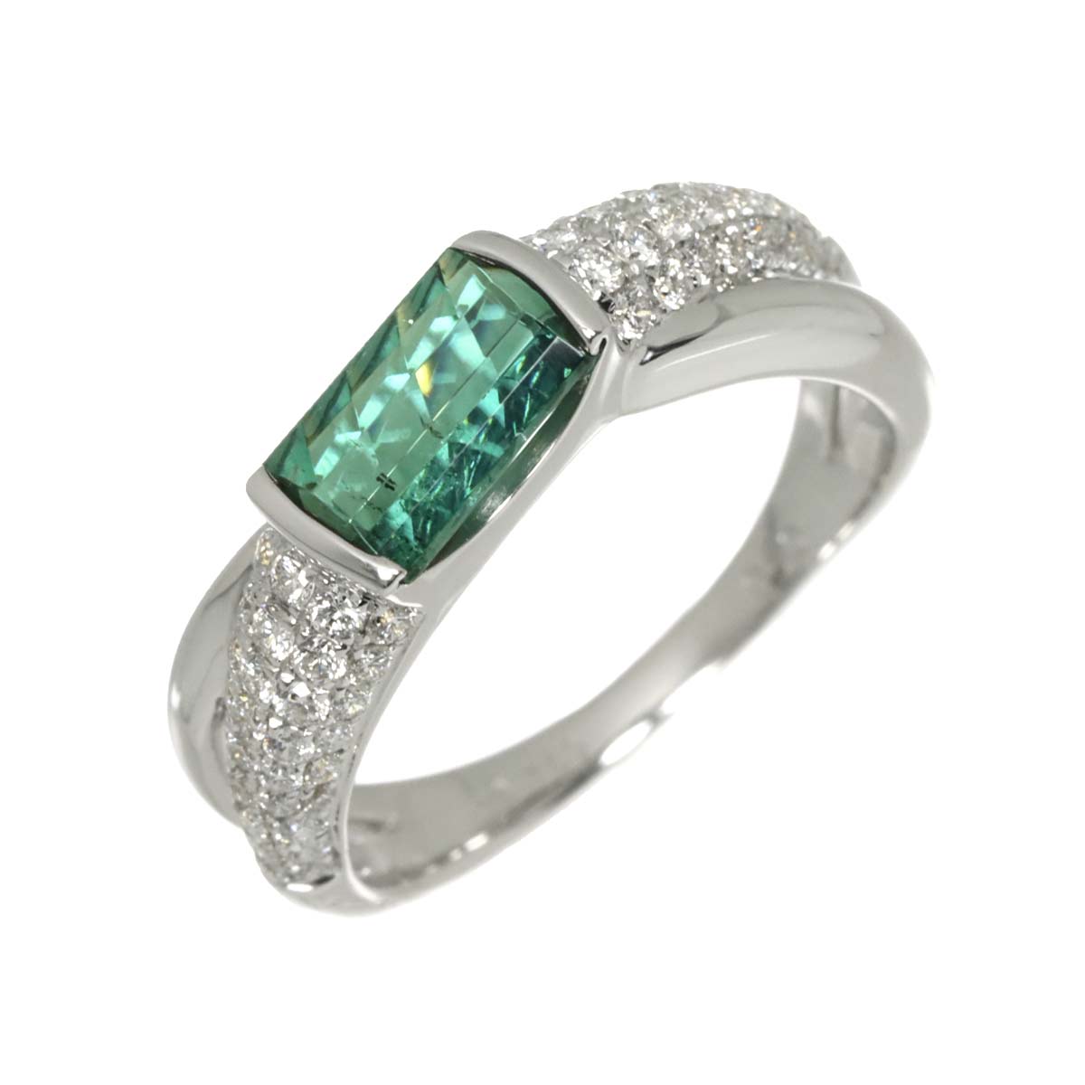 Tourmaline Diamond 0.50ct Ring 18K WG 750 6.75-7.25(US)