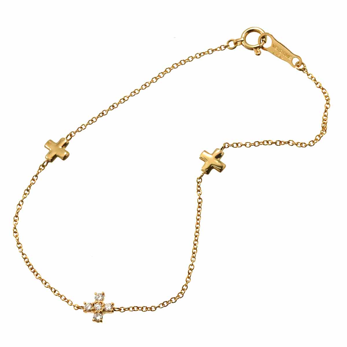 Diamond 0.10ct Cross Bracelet 18K YG 750