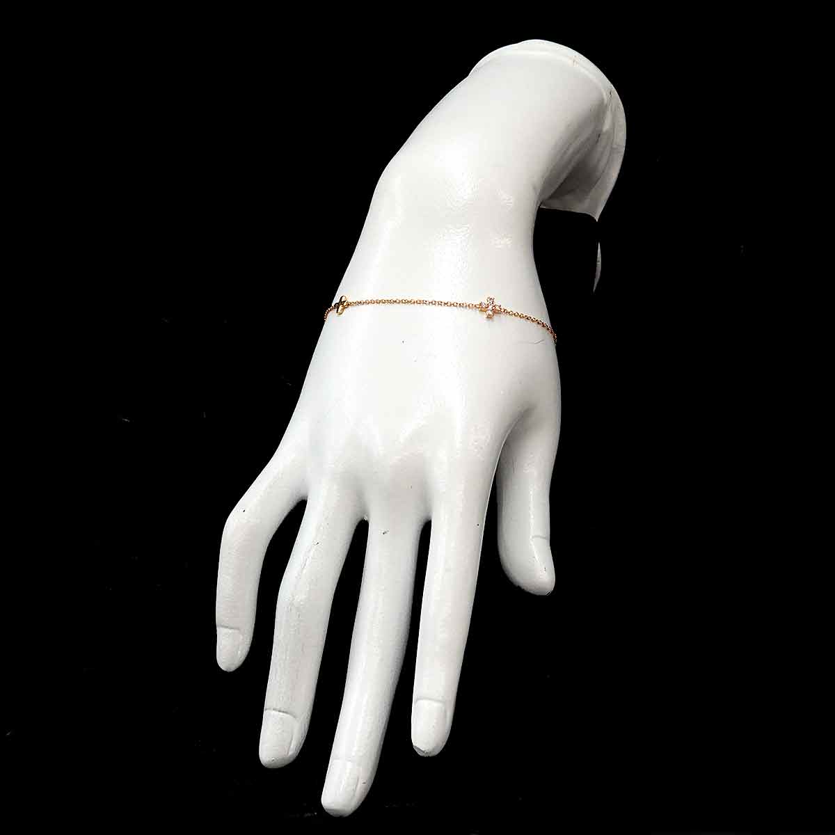 Diamond 0.10ct Cross Bracelet 18K YG 750