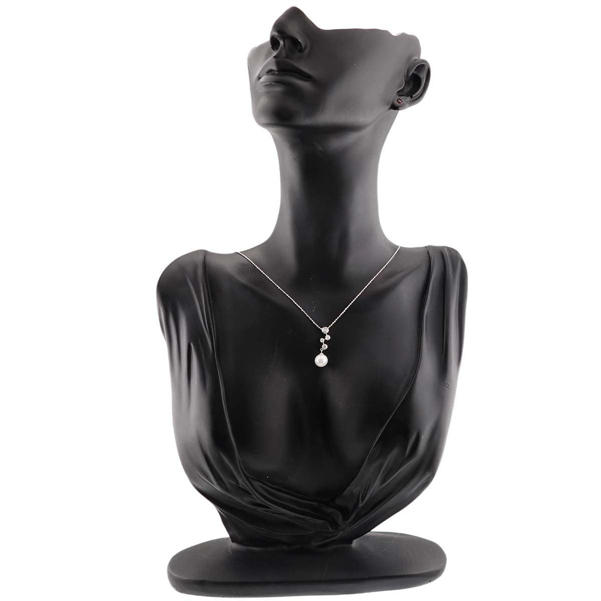Pearl 7.2mm Diamond 0.12ct Necklace 18K WG 750