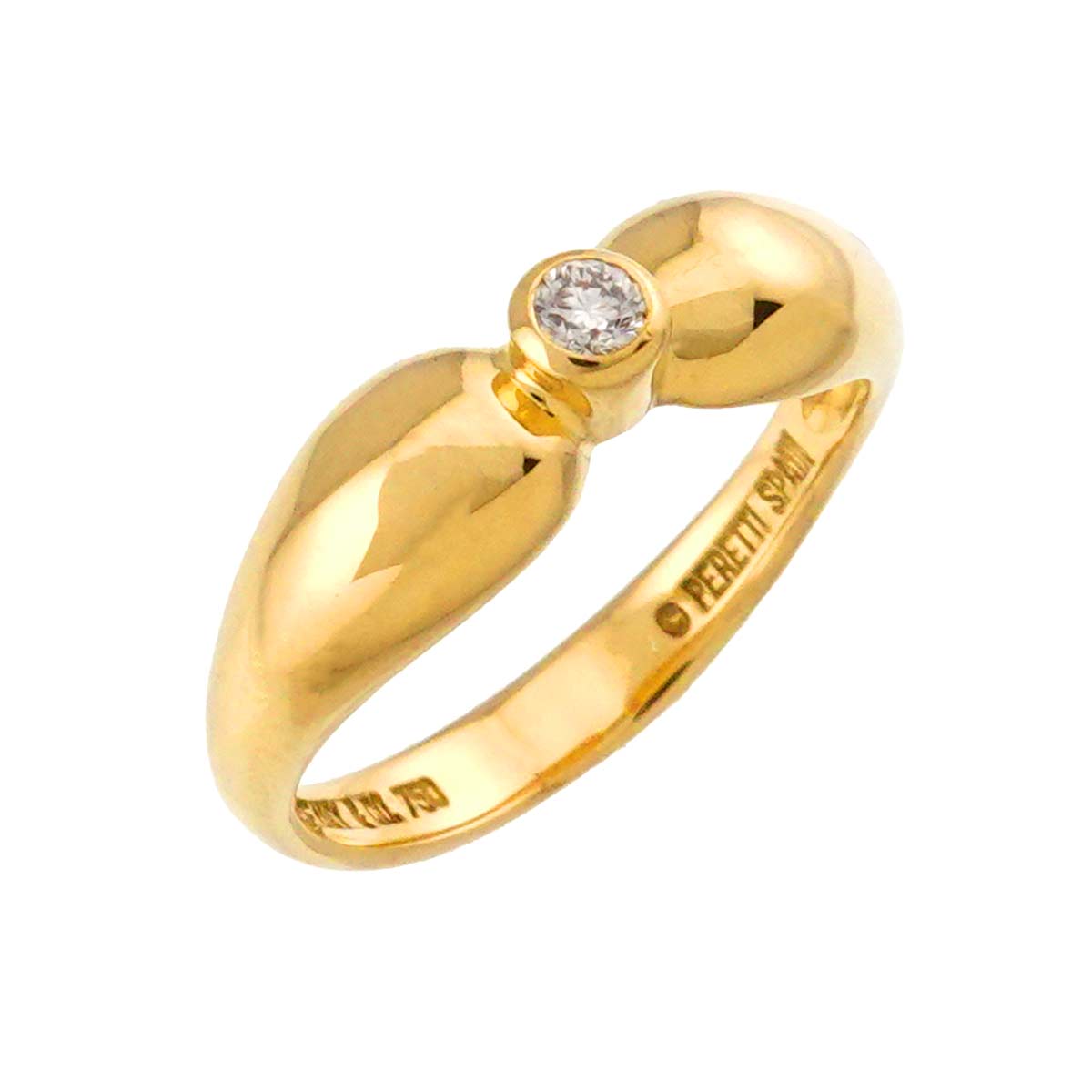 Double Teardrop Diamond Ring 18K YG 750 size4.75-5(US)