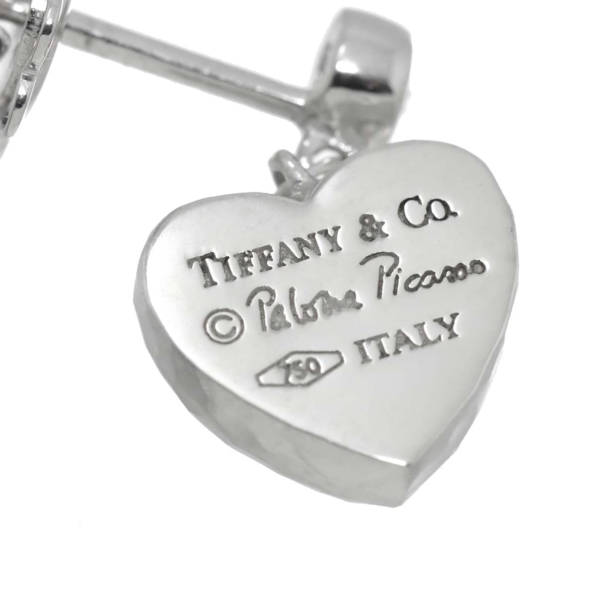 Heart Diamond Earrings Pierced 18K WG 750