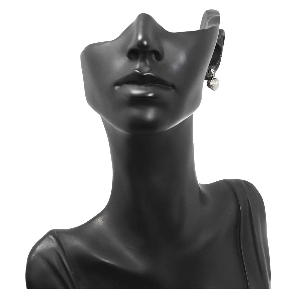 Heart Diamond Earrings Pierced 18K WG 750