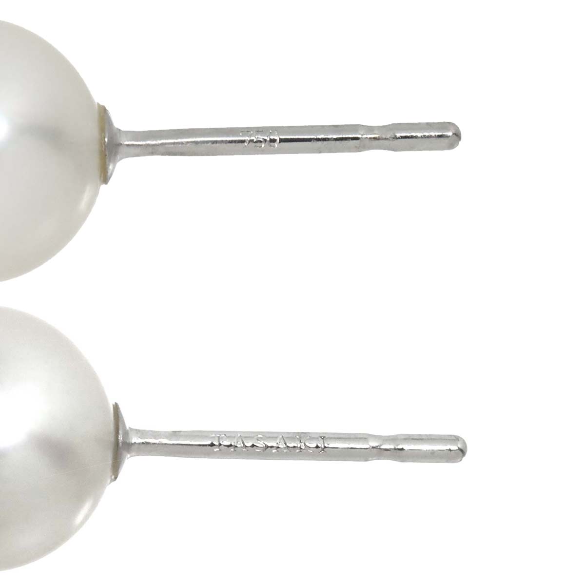 Akoya Pearl Necklace Earrings Pierced SV 18K WG 750