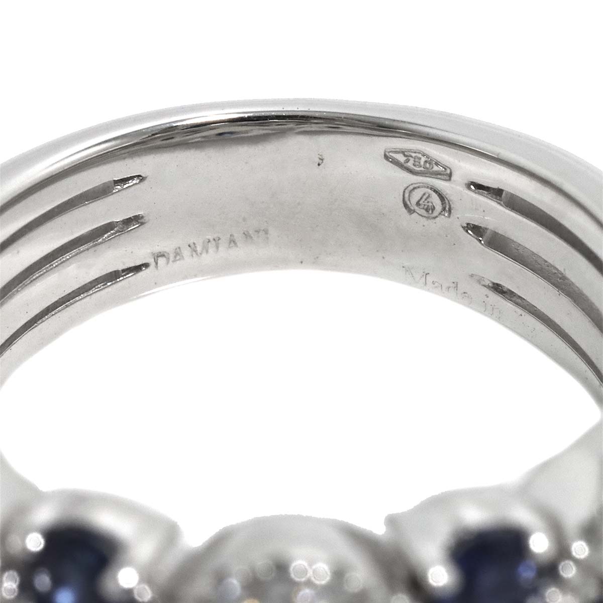 Sapphire Diamond Ring 18K WG 750 Size5.75-6(US)