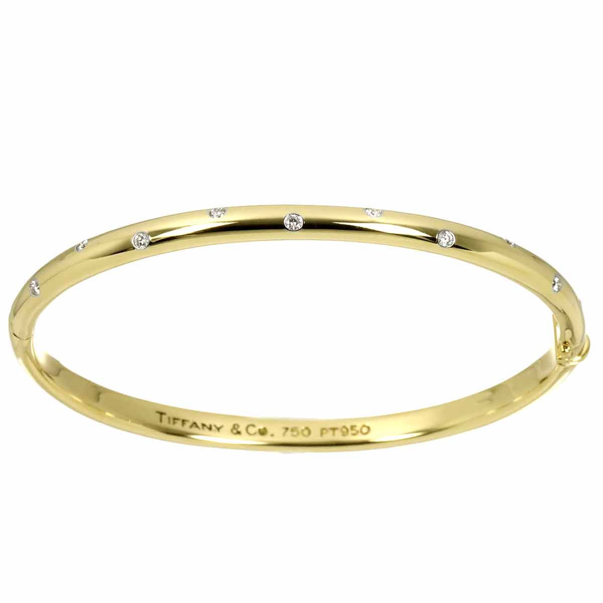 Dots Diamond Bangle Bracelet 18K YG 750 Pt