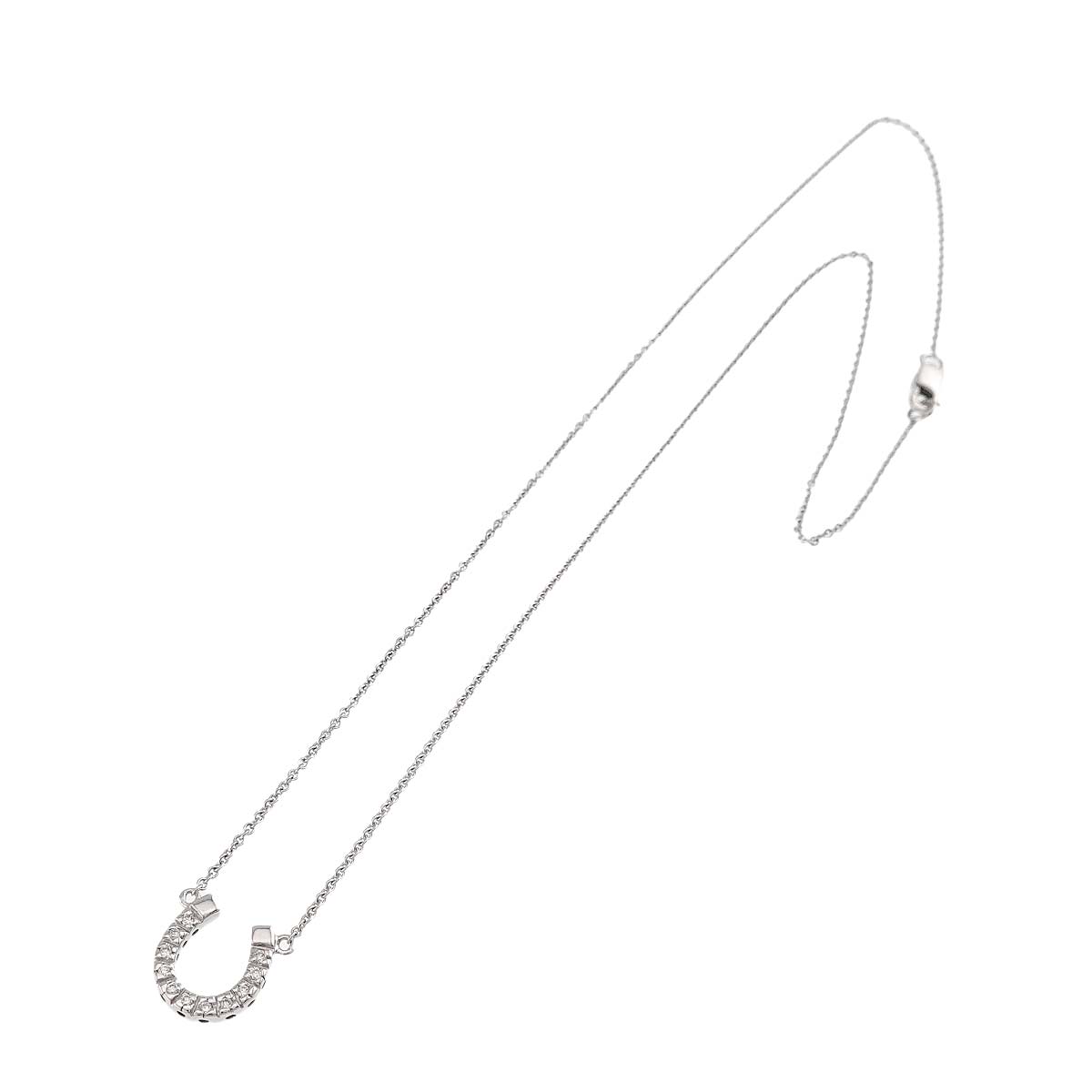 Horseshoe Diamond Necklace 18K WG 750