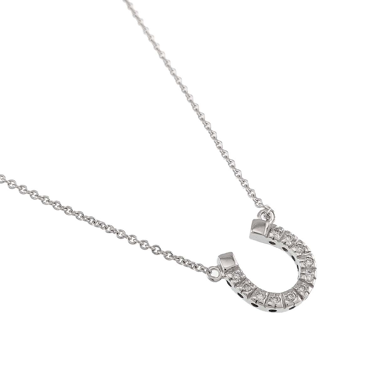 Horseshoe Diamond Necklace 18K WG 750
