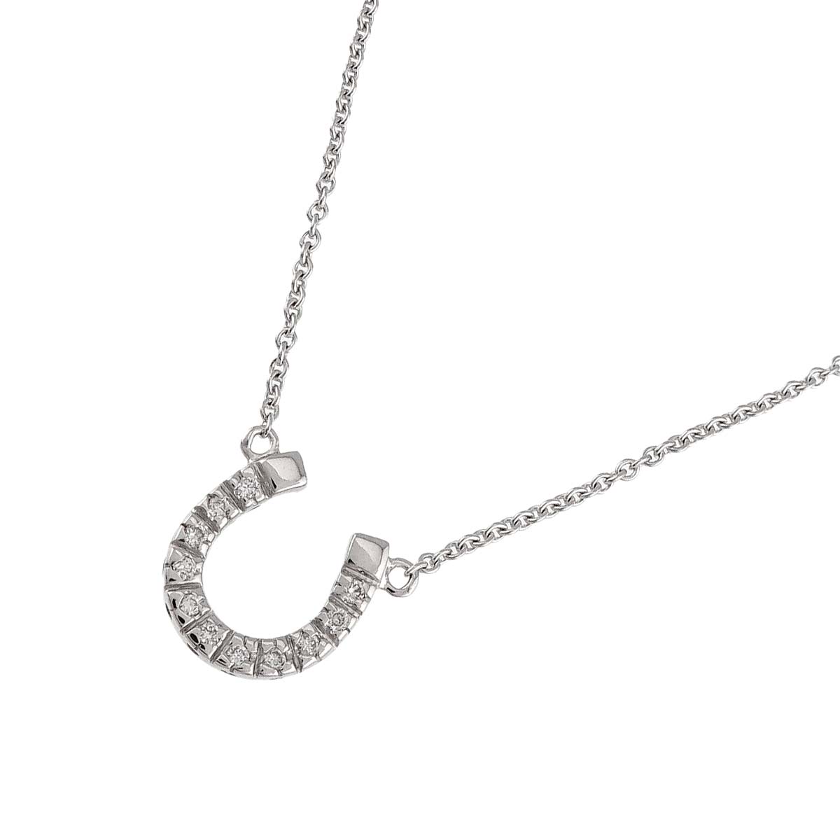 Horseshoe Diamond Necklace 18K WG 750