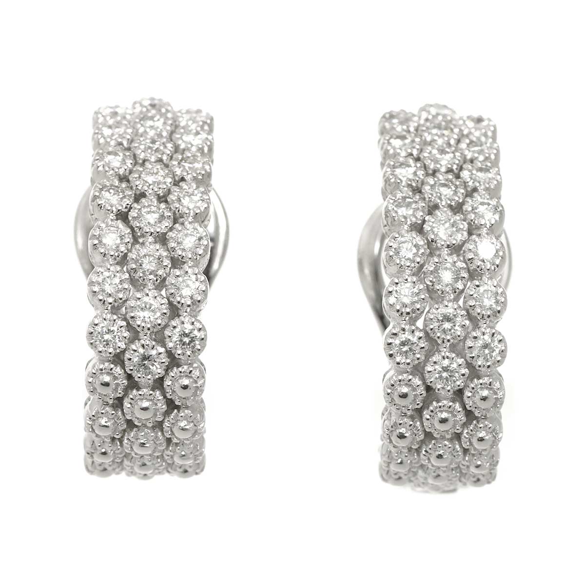 Diamond 0.37ct/0.37ct Earrings Pierced Clip on 18K K18 WG 750