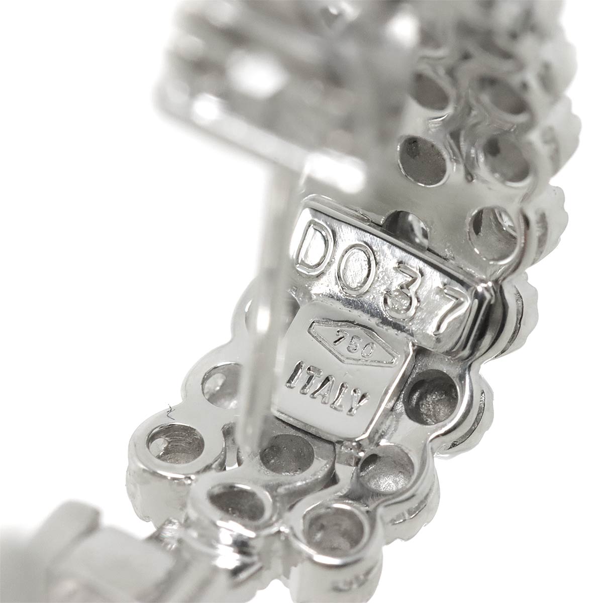 Diamond 0.37ct/0.37ct Earrings Pierced Clip on 18K K18 WG 750