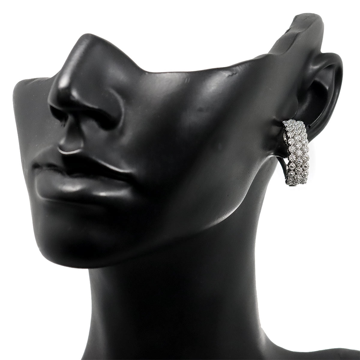 Diamond 0.37ct/0.37ct Earrings Pierced Clip on 18K K18 WG 750