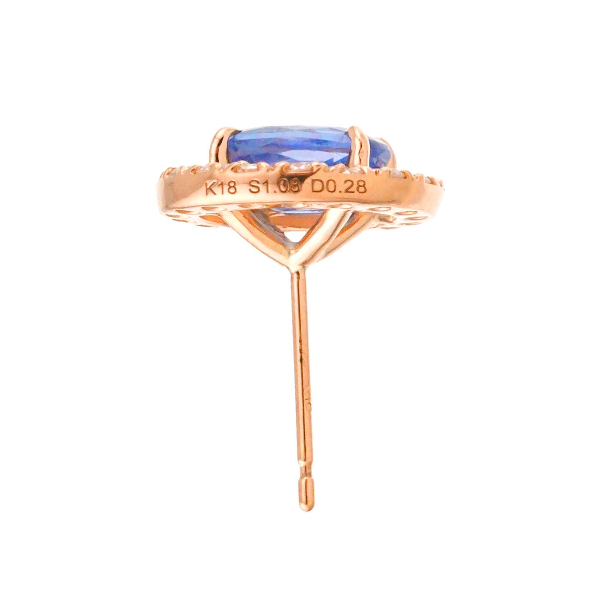 Sapphire 1.08ct/1.05c Diamond 0.28ct/0.28ct Earrings Pierced 18K PG 750