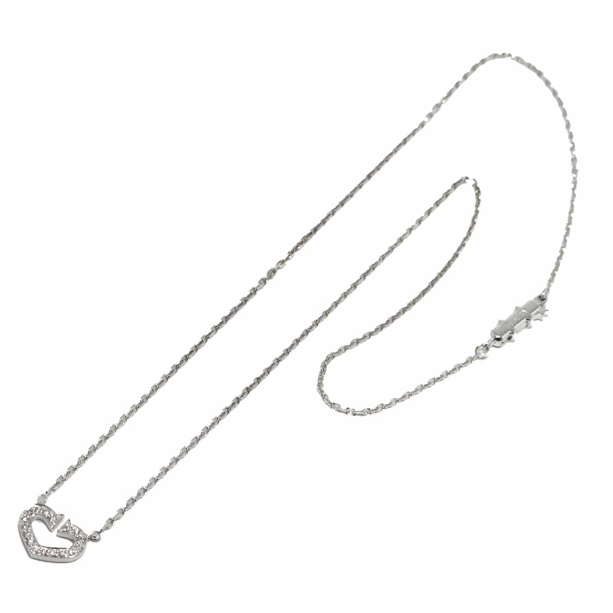 C Heart Diamond Necklace 18K White Gold 750