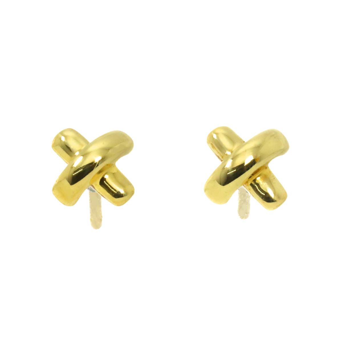 Cross stitch Earrings Pierced 18K Yellow Gold 750