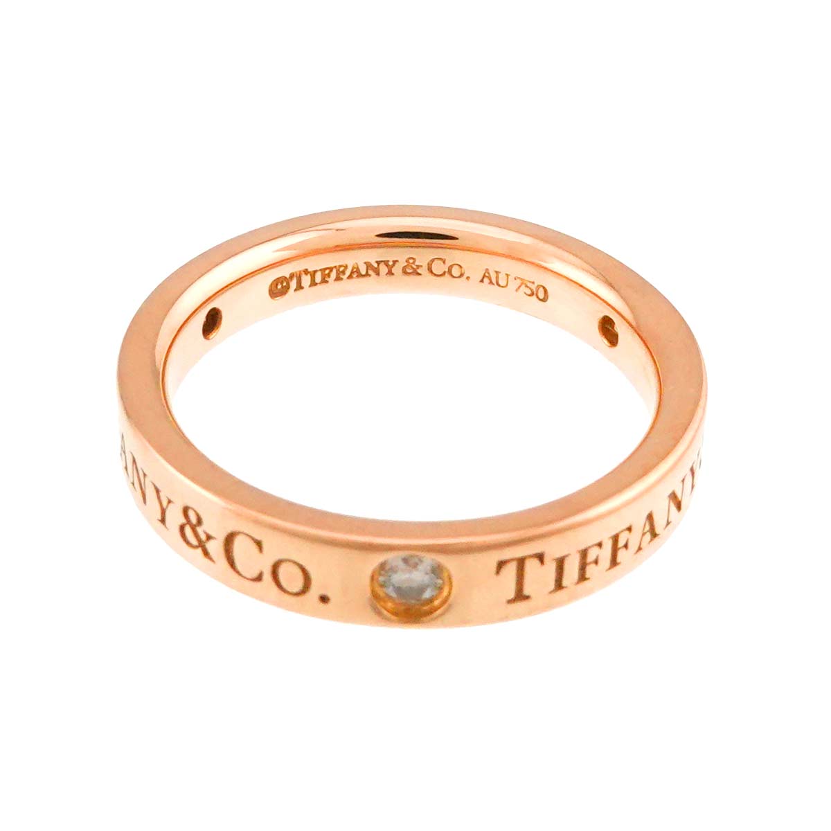 Diamond 3P band Ring 18K Pink Gold 750 Size:3.25(US)