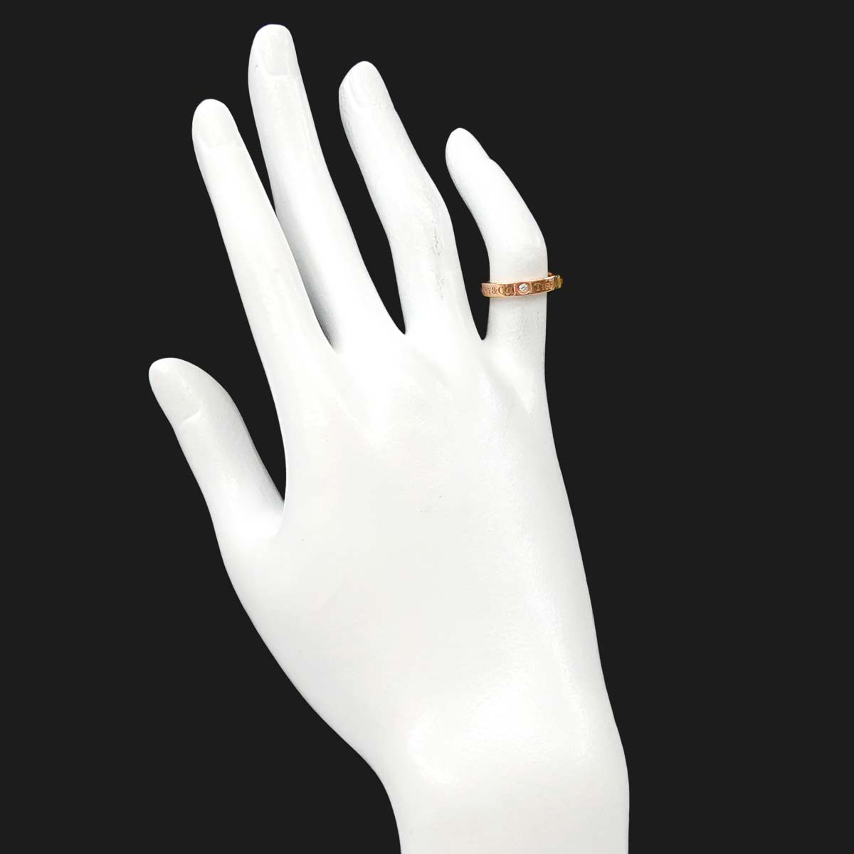 Diamond 3P band Ring 18K Pink Gold 750 Size:3.25(US)