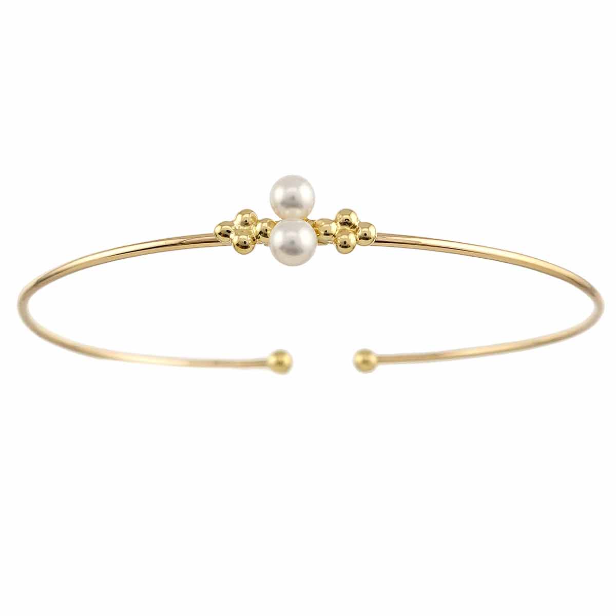 Akoya Pearl 3.8mm Bangles Bracelet 18K YG 750