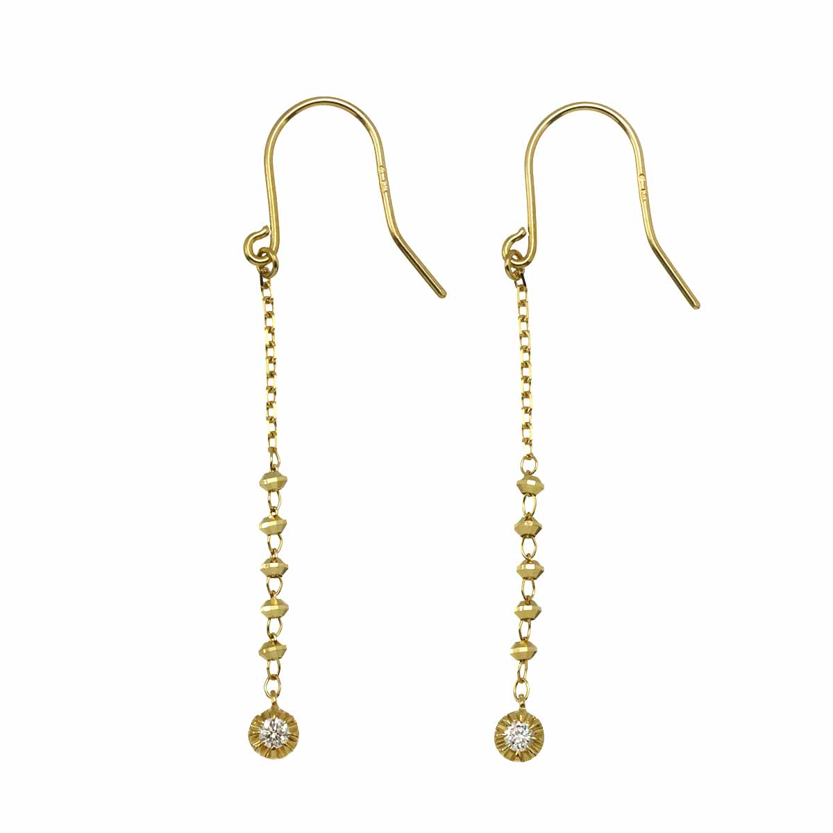 Diamond Earrings Pierced K18 YG 750