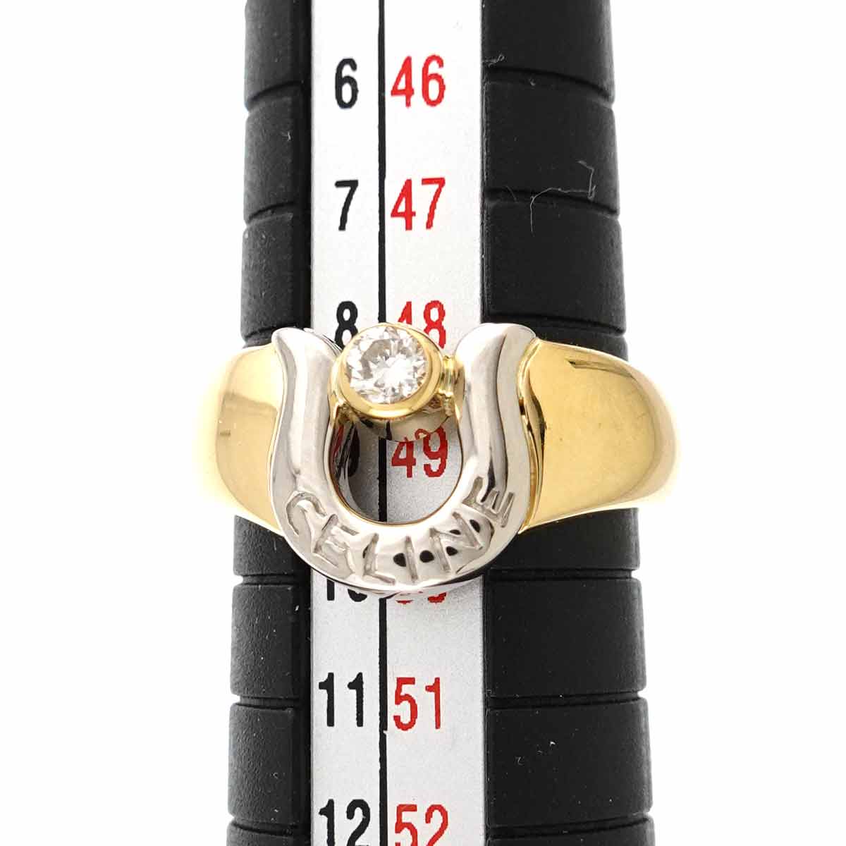 Horseshoe Diamond 0.11ct Ring 18K YG 750 Pt size4.75-5(US)