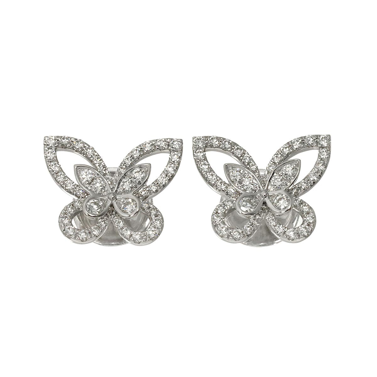 Butterfly Mini Diamond Earrings Pierced 18K WG 750
