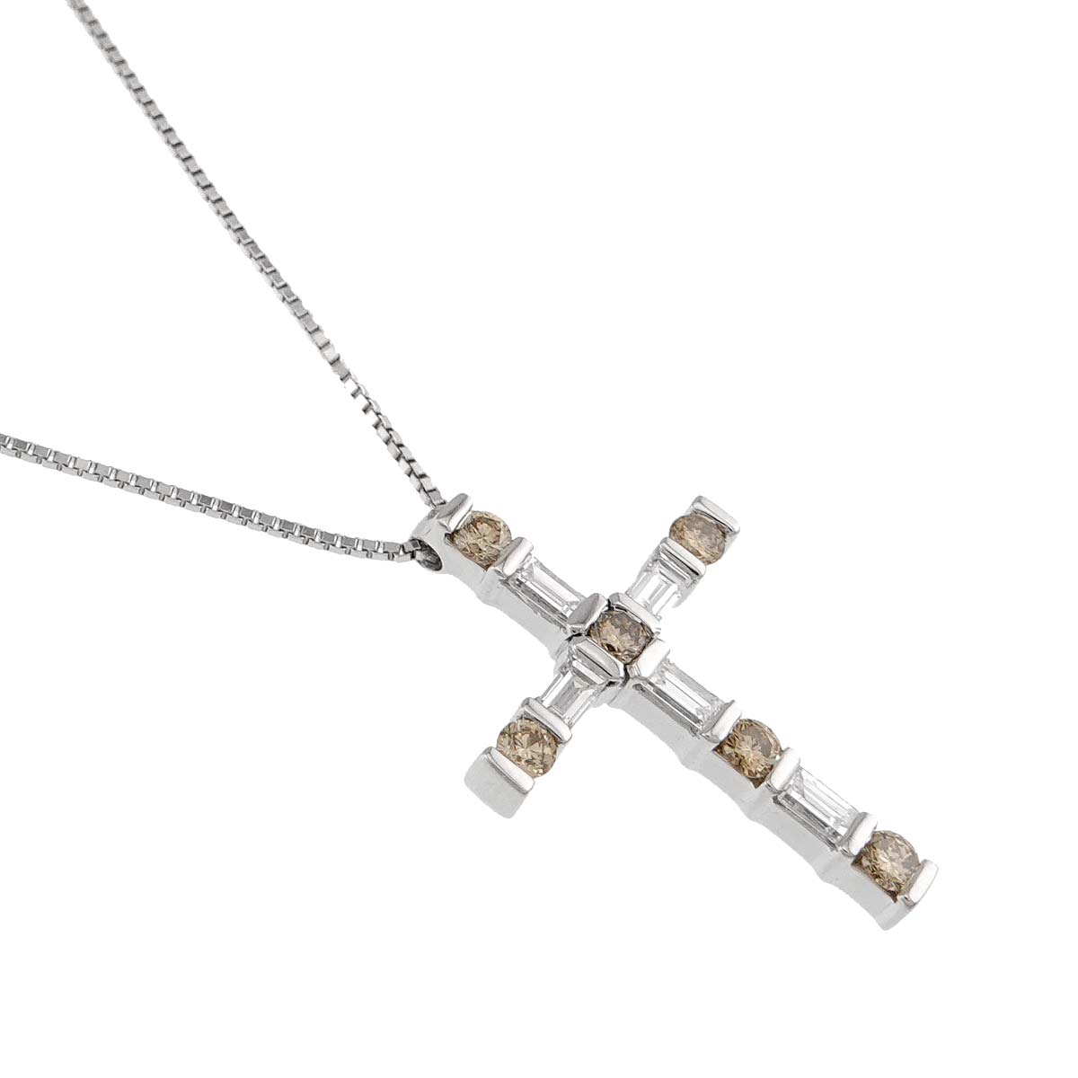 Diamond Cross Necklace 18K WG 750