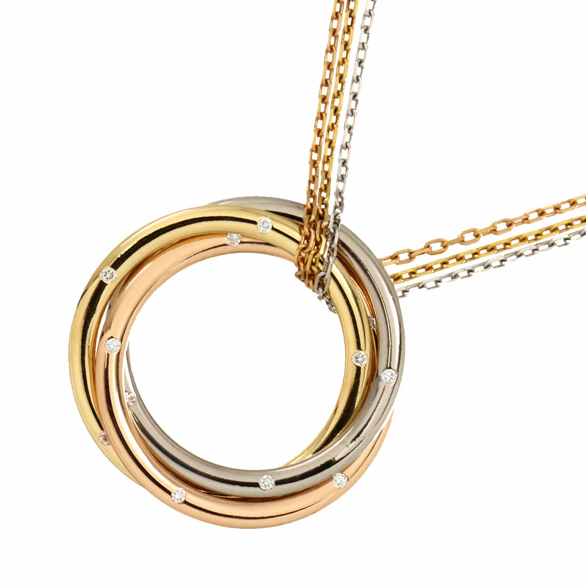 Trinity Diamond Necklace 18K YG WG PG 750