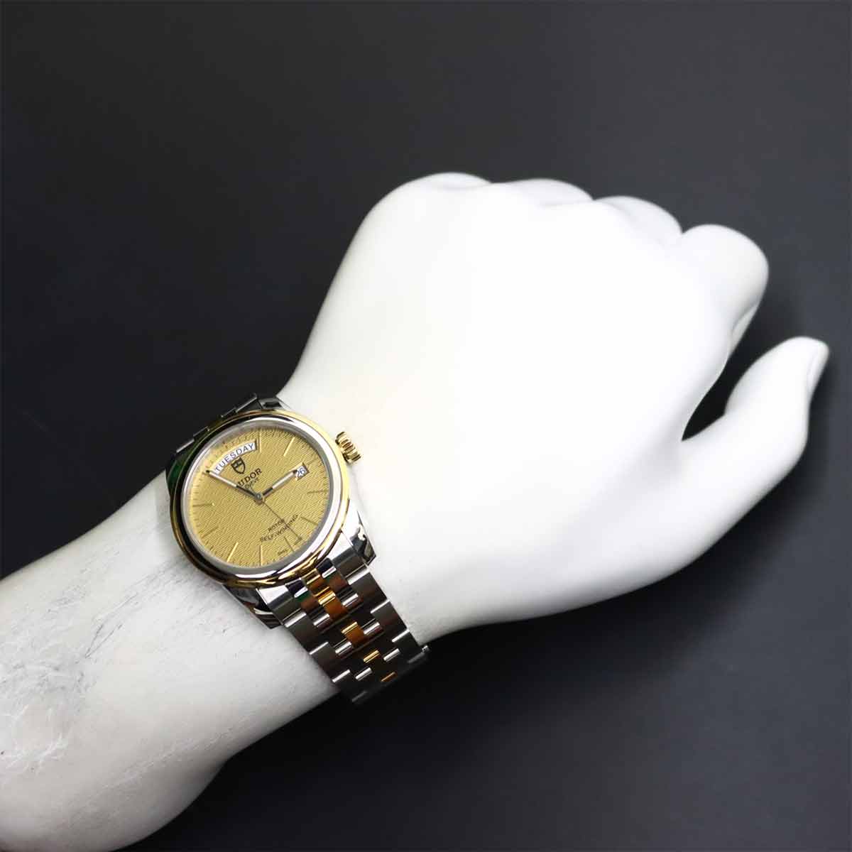 Glamour DateDay 56003 YG Automatic Gold Dial Mens Watch