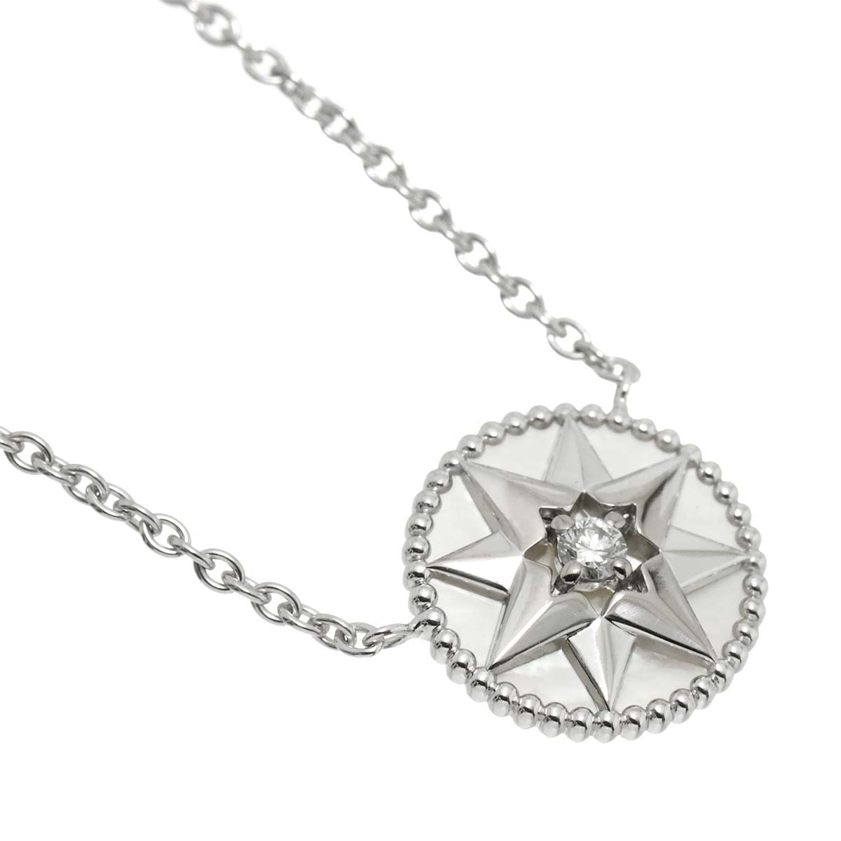 Rose des Vents MOP Diamond Necklace 18K WG White Gold 750