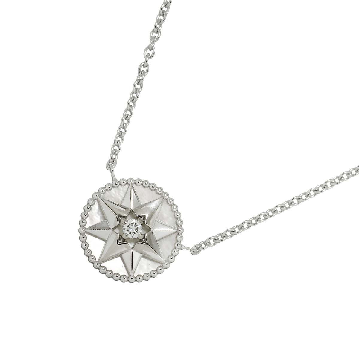 Rose des Vents MOP Diamond Necklace 18K WG White Gold 750