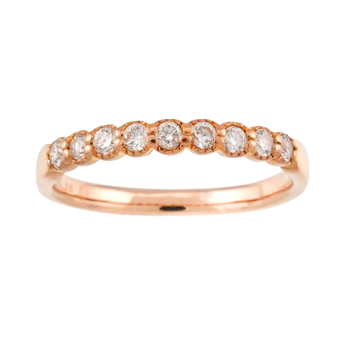 Half Diamond Ring 18K PG 750 Size4(US)