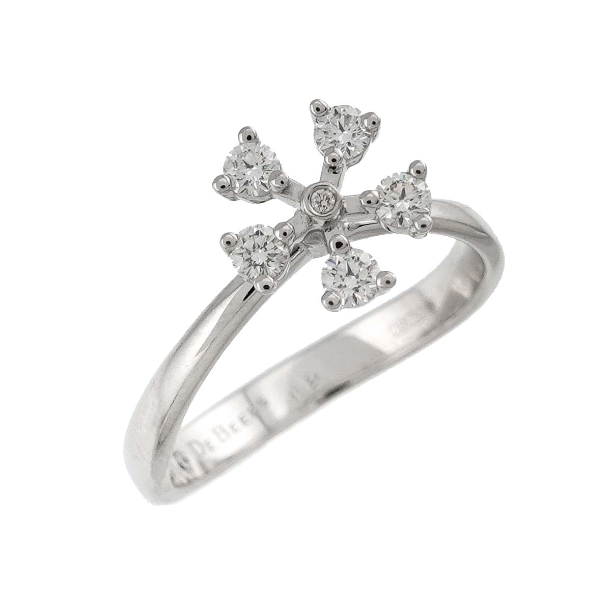 Diamond Flower Ring 18K WG 750 Size5.5-5.75(US)