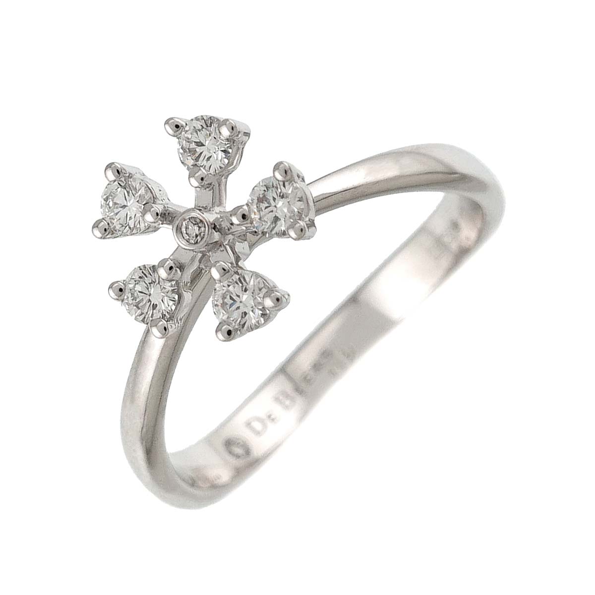 Diamond Flower Ring 18K WG 750 Size5.5-5.75(US)