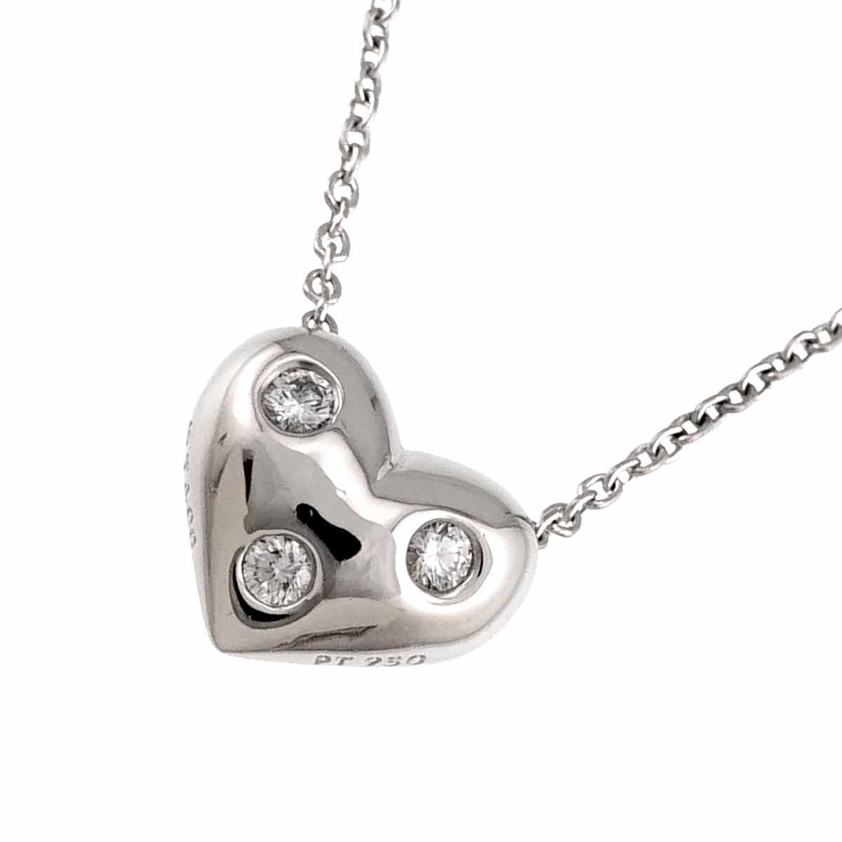 Dots Diamond Heart Necklace Platinum