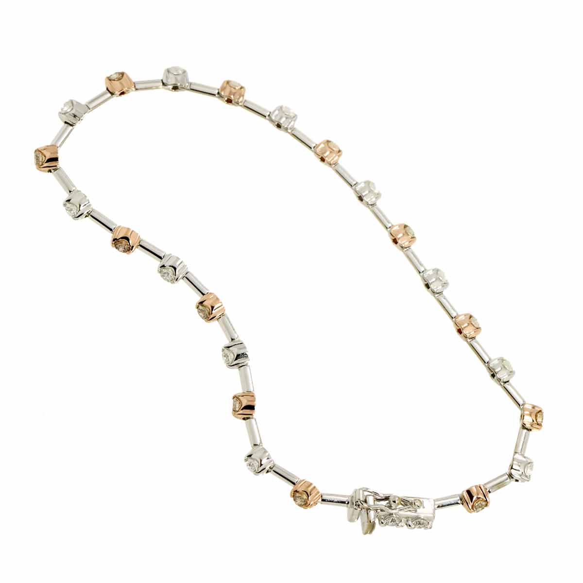 DE BEERS LINE Diamond 1.25ct Bracelet 18K WG PG 750