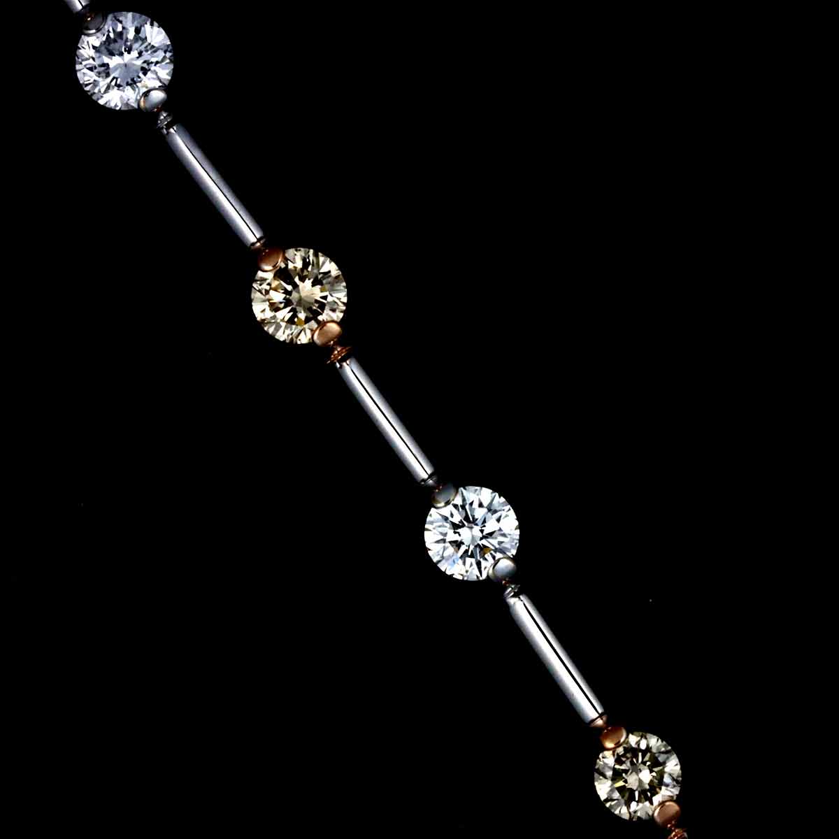 DE BEERS LINE Diamond 1.25ct Bracelet 18K WG PG 750