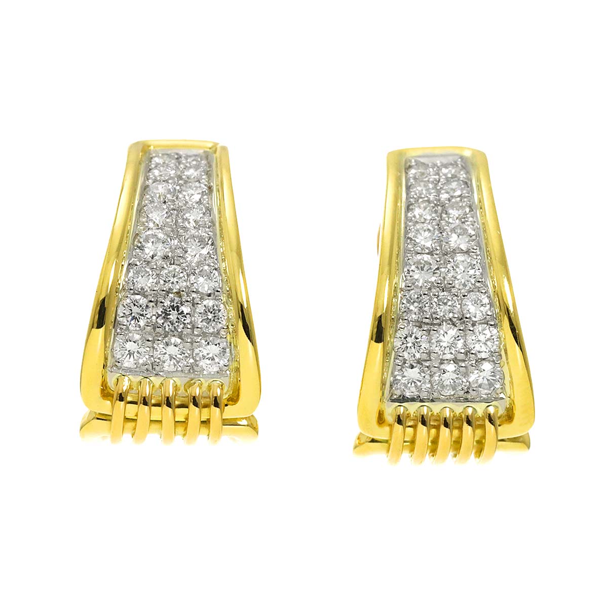 Diamond 0.63ct/0.63ct Earrings Clip-on 18K K18 YG Pt Platinum 750