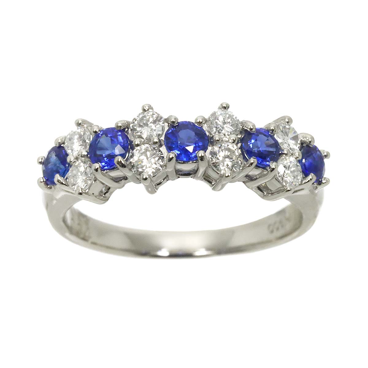 Sapphire 0.58ct Diamond 0.34ct Ring Pt Platinum size4.5(US)