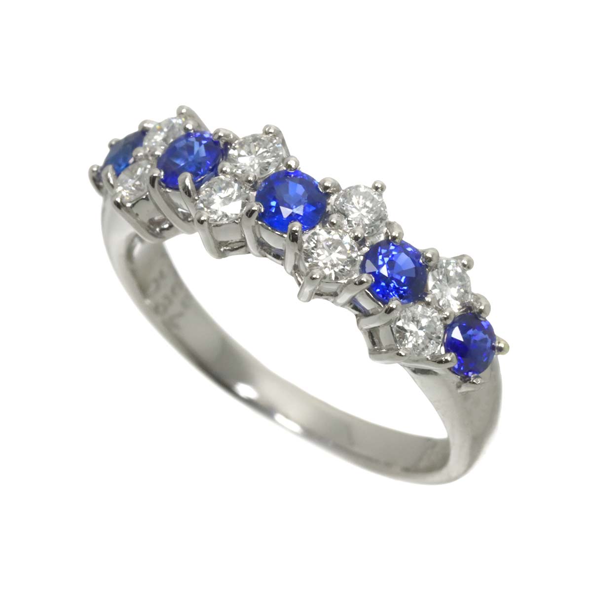 Sapphire 0.58ct Diamond 0.34ct Ring Pt Platinum size4.5(US)