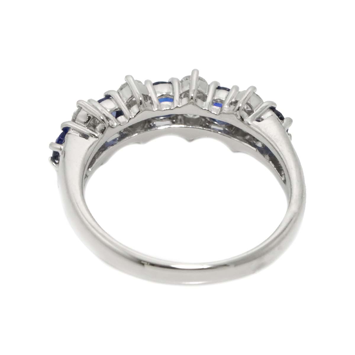 Sapphire 0.58ct Diamond 0.34ct Ring Pt Platinum size4.5(US)